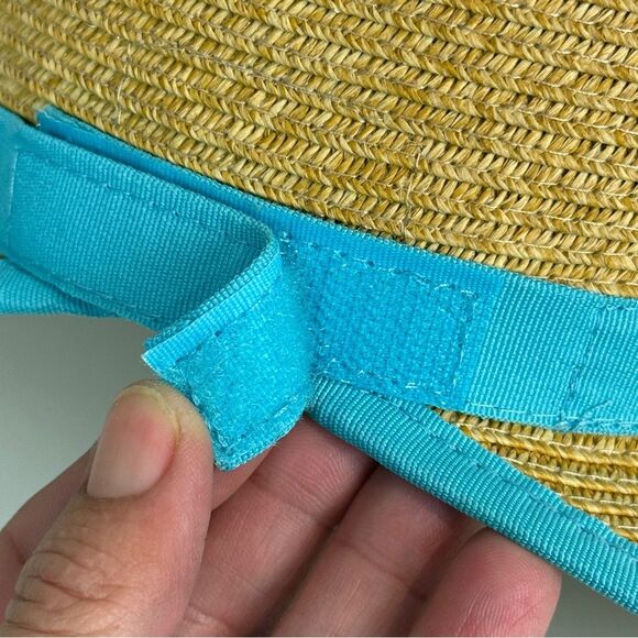 Sun N Sand Paperbraid Tapered Brim Sun Hat Turquoise Trim UPF 50+ OS - Picture 3 of 7